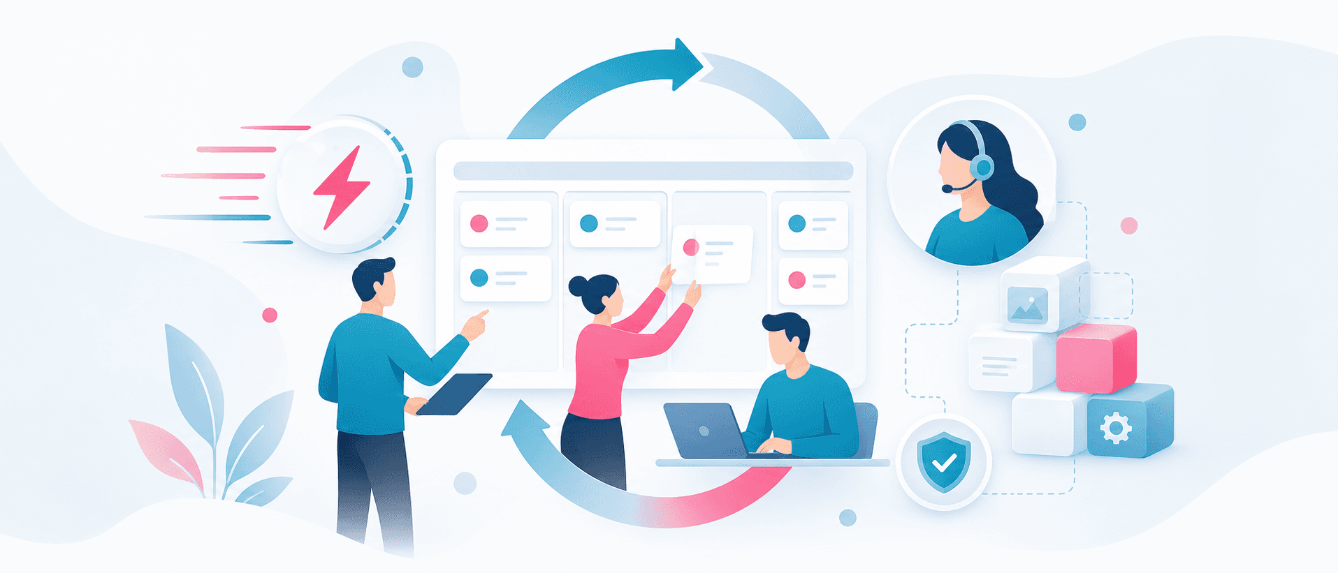 Illustration d'une équipe Drupal dédiée et réactive